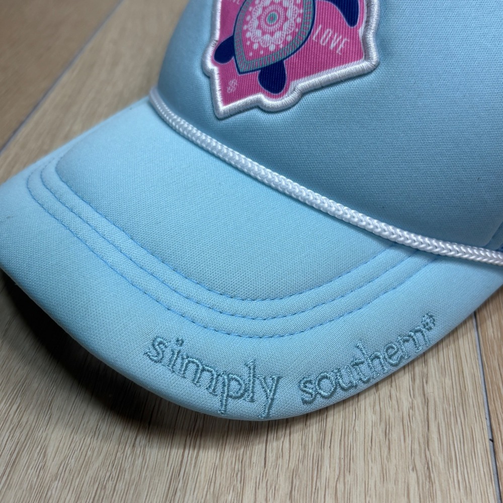 Simply Southern Trucker Hat Light Blue Live Love Sea Turtle Mesh Snapback Cap - Picture 3 of 6